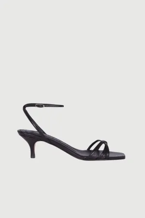 Uma Sandals in Black Leather Office Appropriate Shoes Chic Slip-ons
