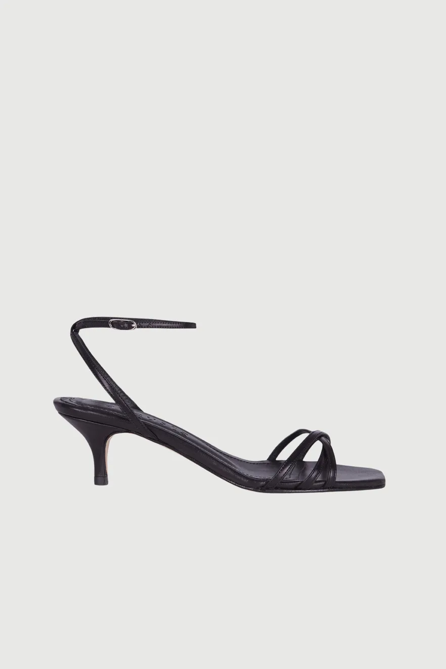 Uma Sandals in Black Leather Office Appropriate Shoes Chic Slip-ons