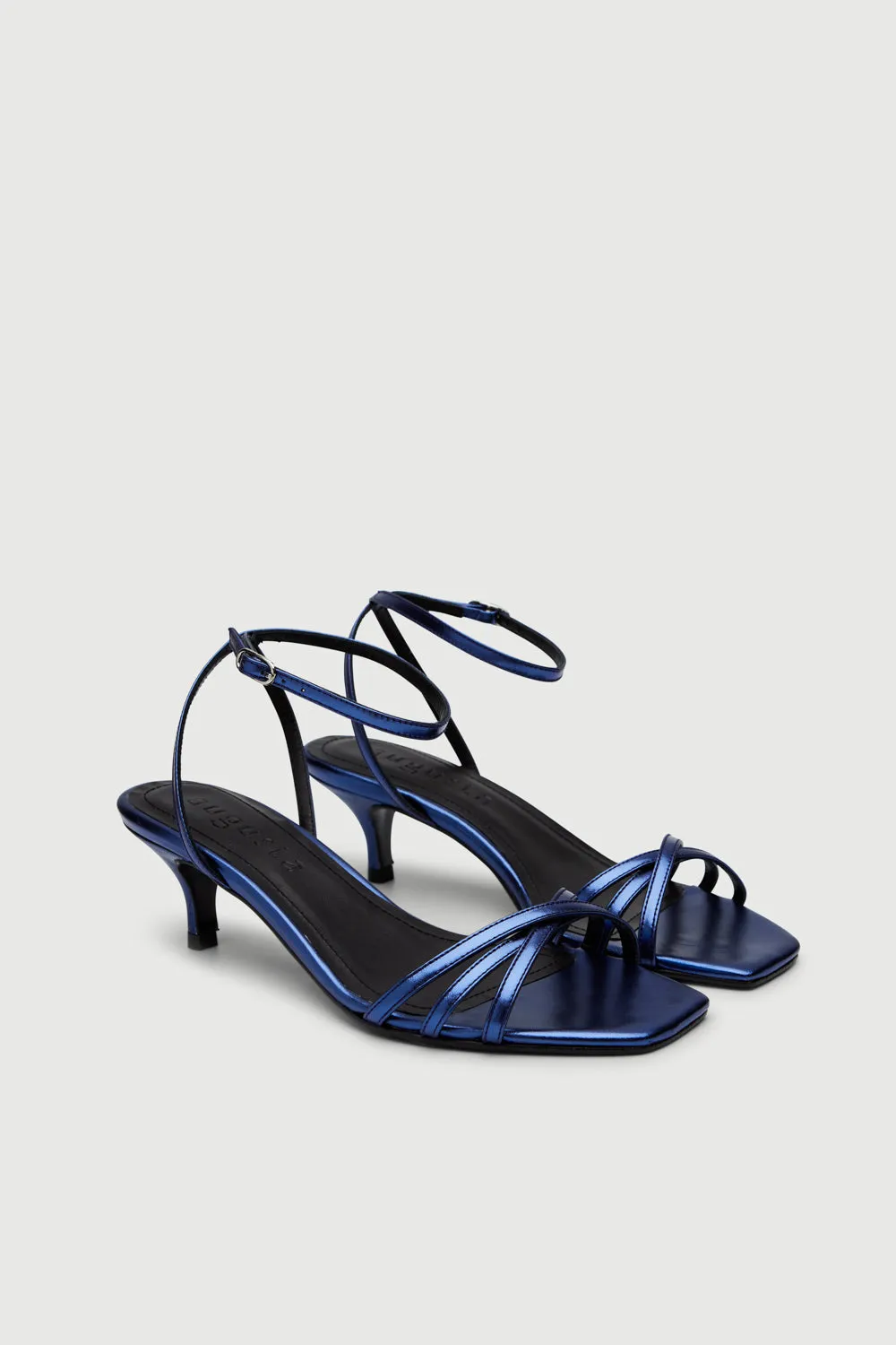 Uma Sandals in Metallic Ocean-coloured Leather Sea Path