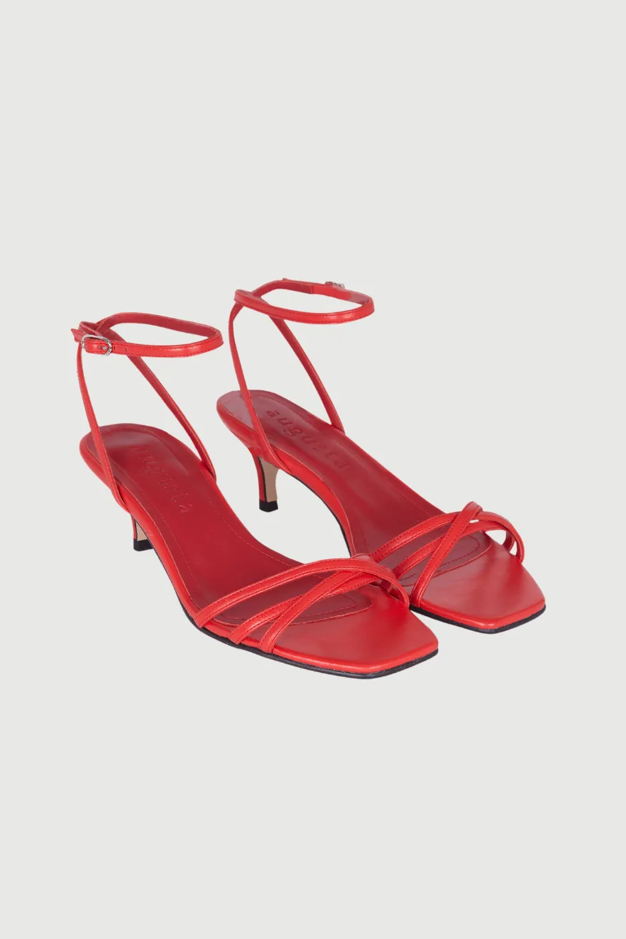 Shore Walk Main Path Uma Sandals in Red Leather