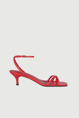 photo shoot Uma Sandals in Red Leather