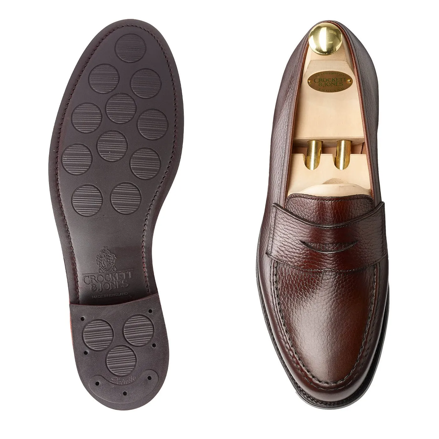 Boston Dark Brown Country Calf Grain (G Fitting) Durable Leather Slip-ons