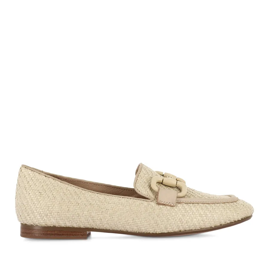 Comfortable Leather Shoes German Engineering MANSUR - VANILLA CAMEL RAFFIA LEATHER