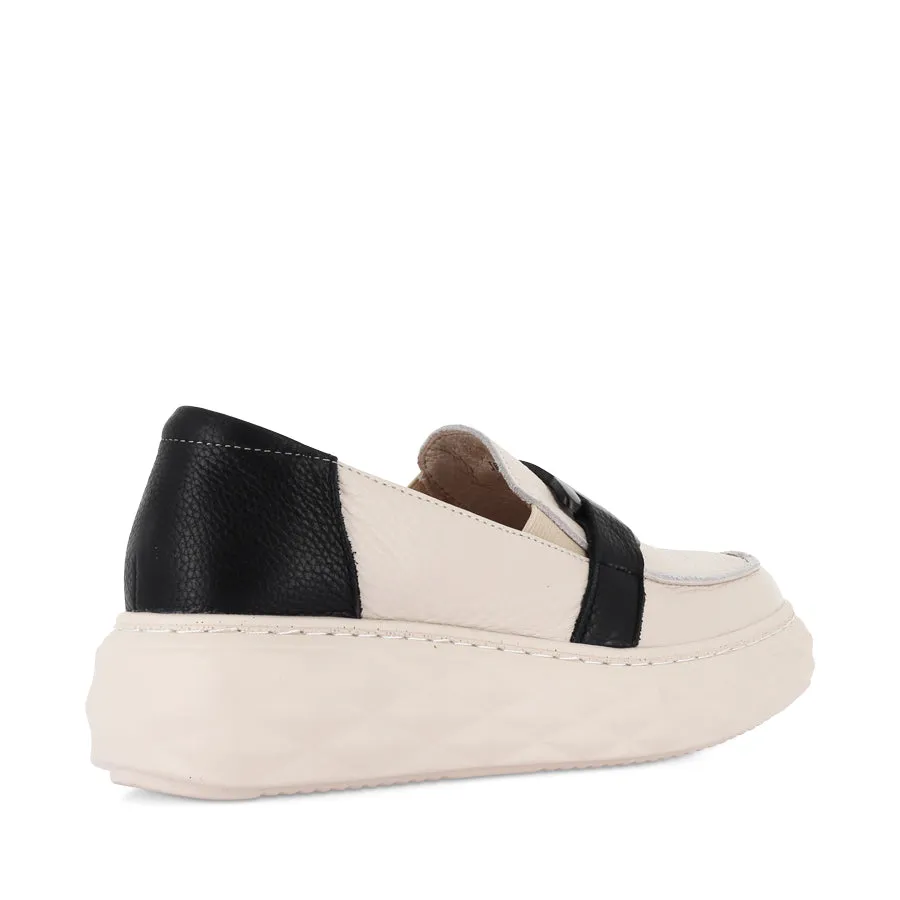 Stylist Approved Comfortable Wear JEMMA - BONE BLACK LEATHER