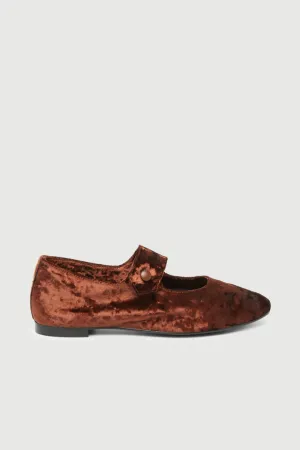 Greta Mary Janes in Chocolate Velvet Moisture wicking EnvironmentFriendly