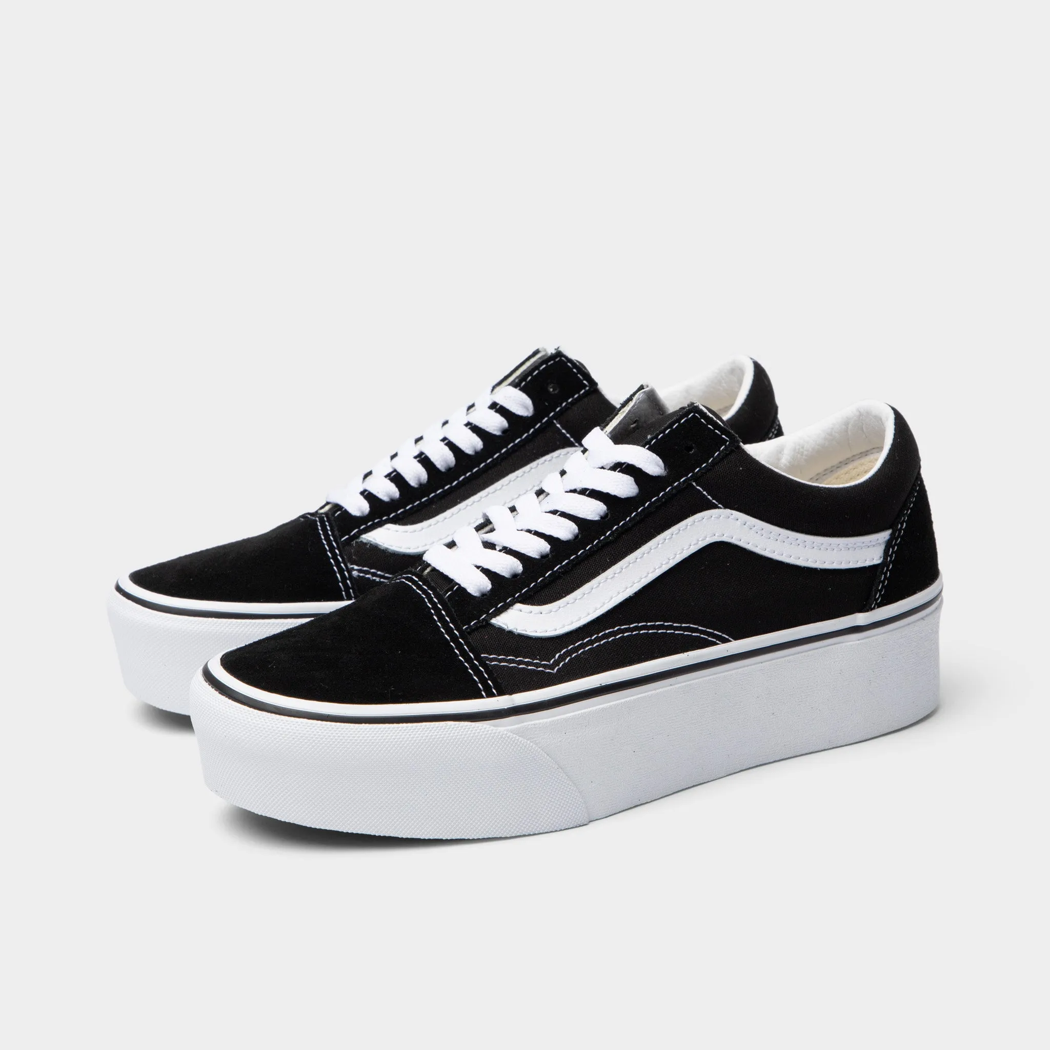 Vans Old Skool Stackform Suede / Canvas Black - True White Padded flexibility Easy - to - Clean