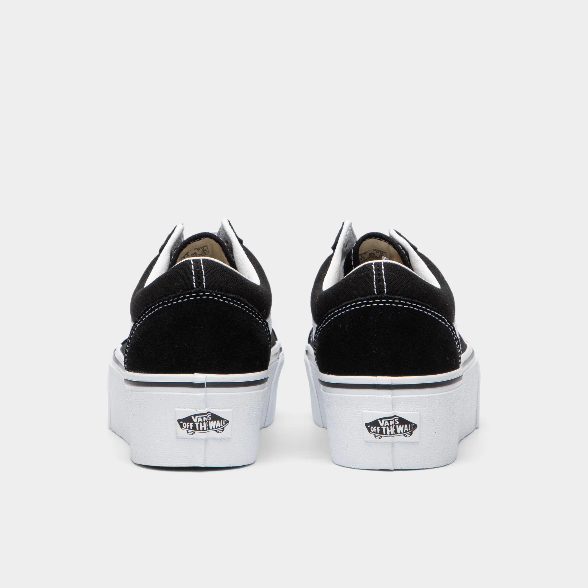Vans Old Skool Stackform Suede / Canvas Black - True White buckle - up style widest