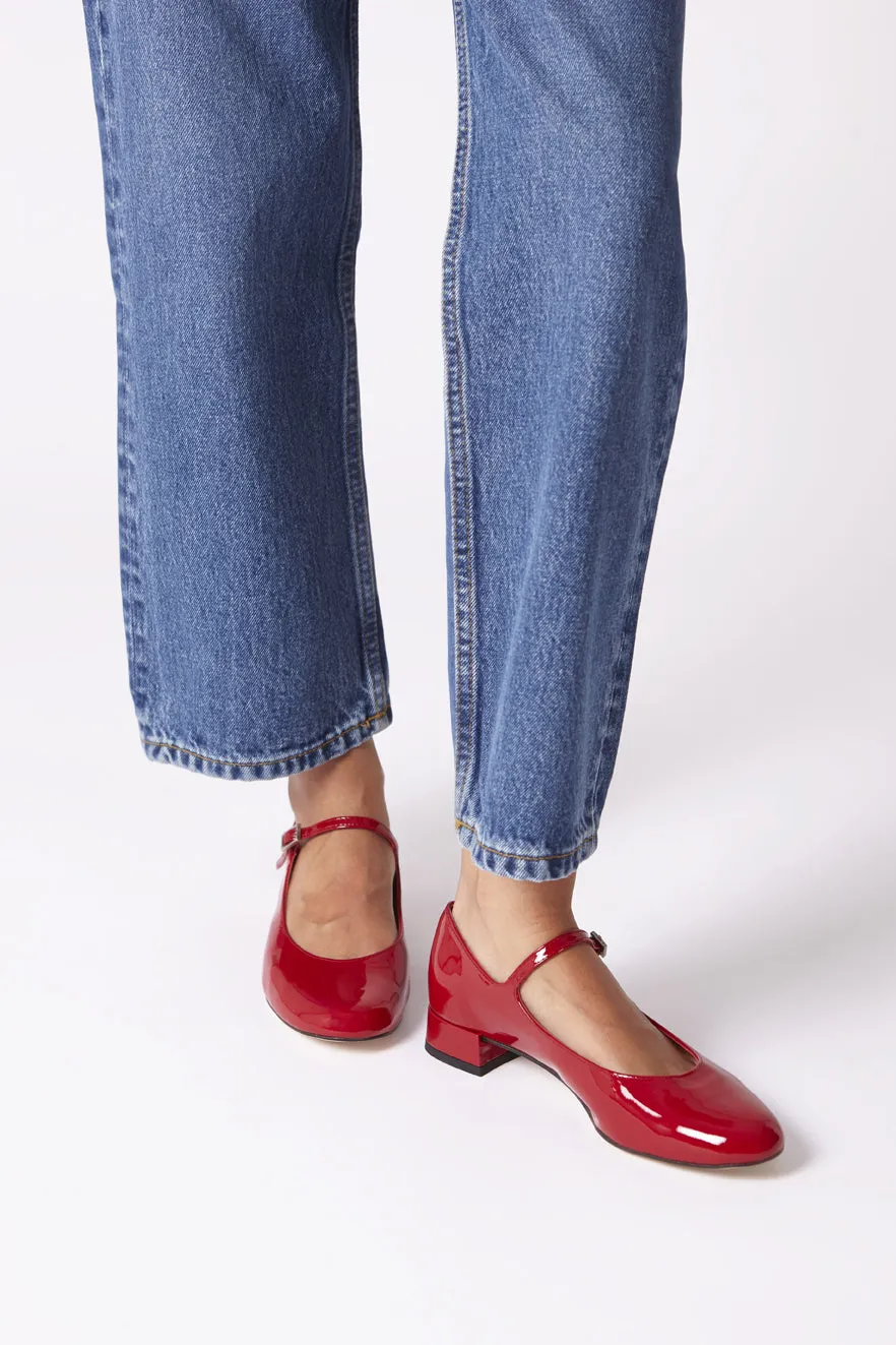 Wear   Resistant Emilia Mary Janes in Red Patent Leather