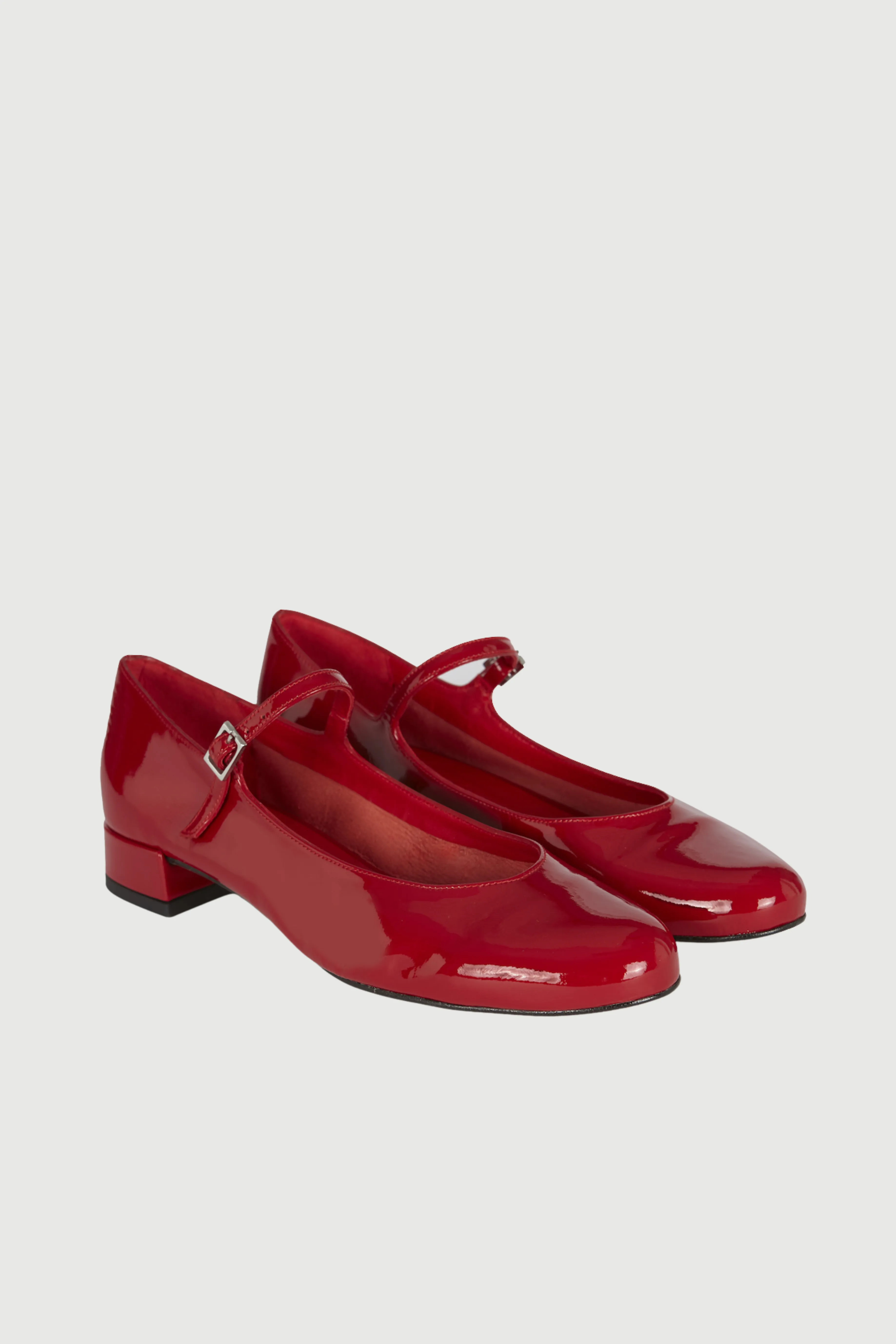 Wide Straps Adaptable Emilia Mary Janes in Red Patent Leather