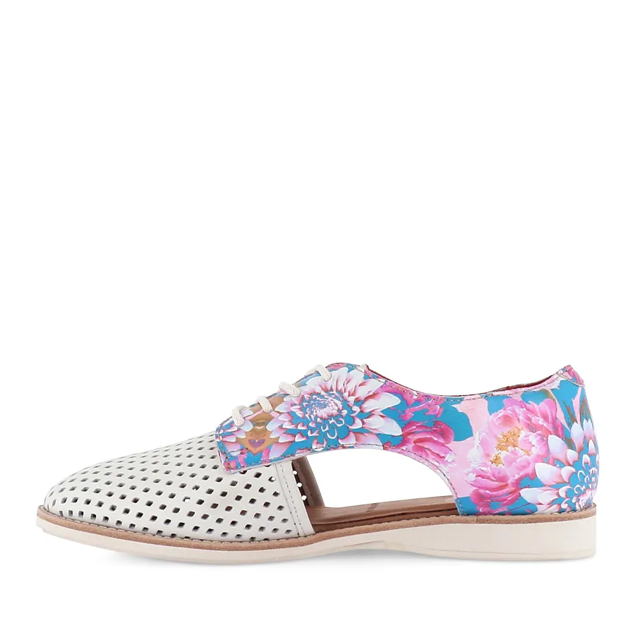 SIDECUT PUNCH SEASONAL - WHITE/PASTEL FLORAL LEATHER Easy Wear Stylish Footwear