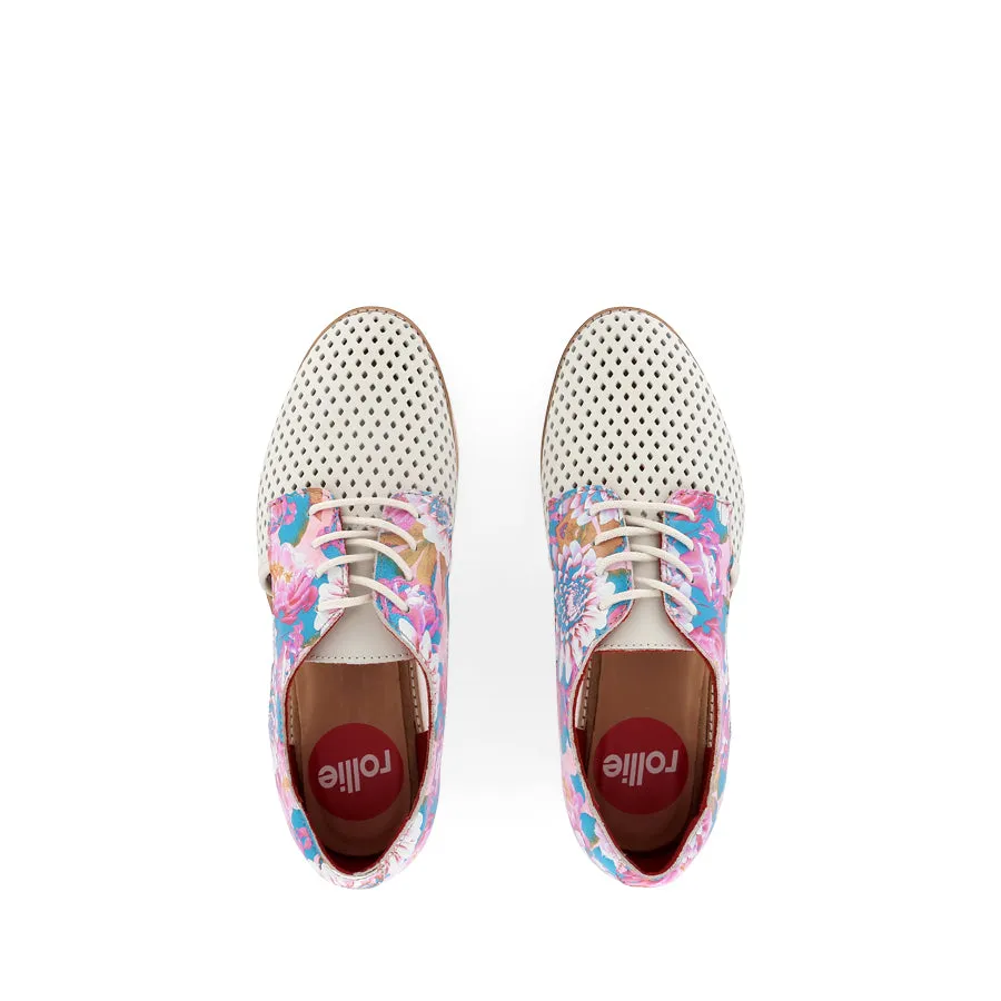 SIDECUT PUNCH SEASONAL - WHITE/PASTEL FLORAL LEATHER Minimalist