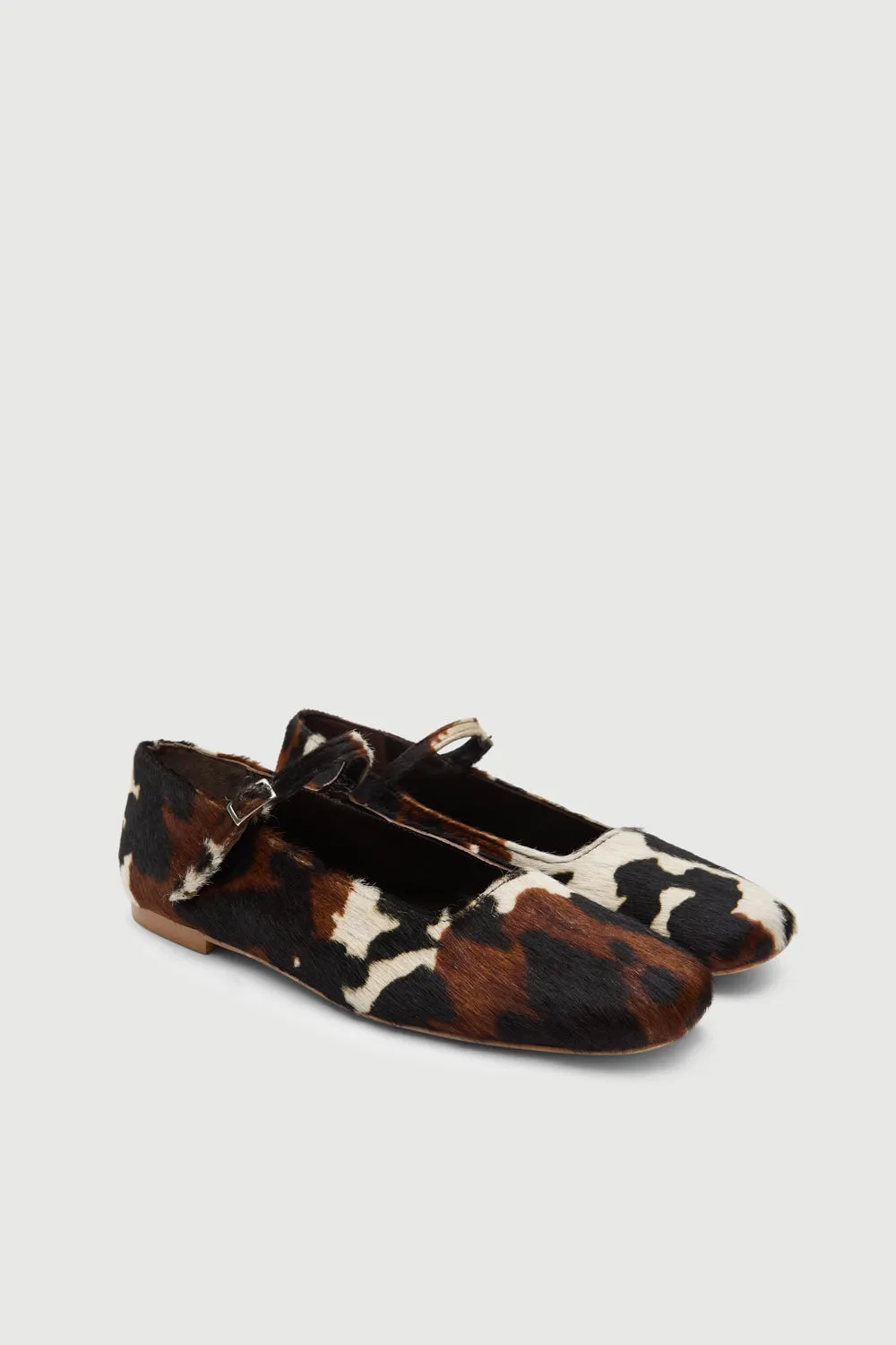 Soft Touch Julieta Mary Janes in Dark Cow Print Calf Hair