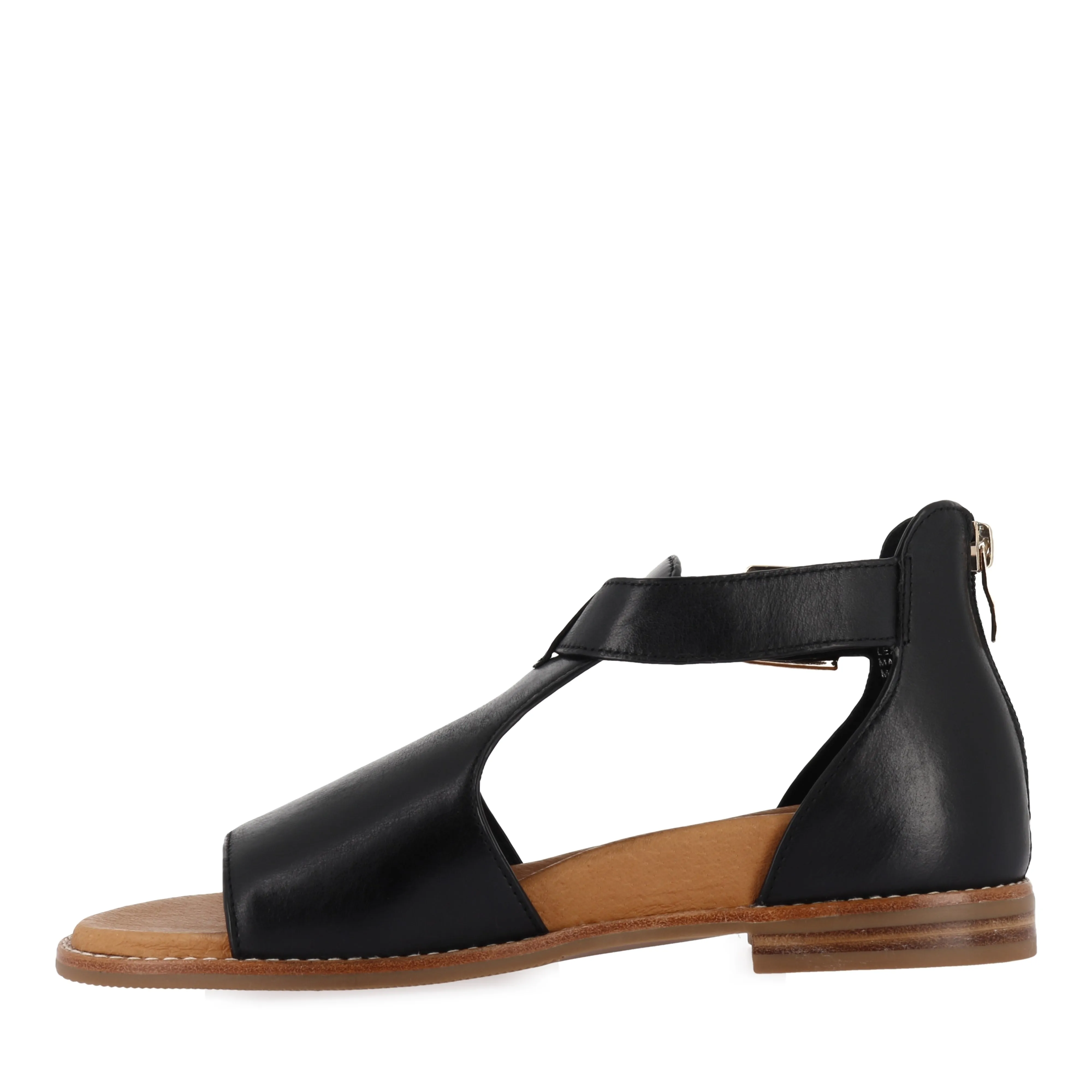 JESKIE W - BLACK/TAN LEATHER Trendy Fashion Sandals