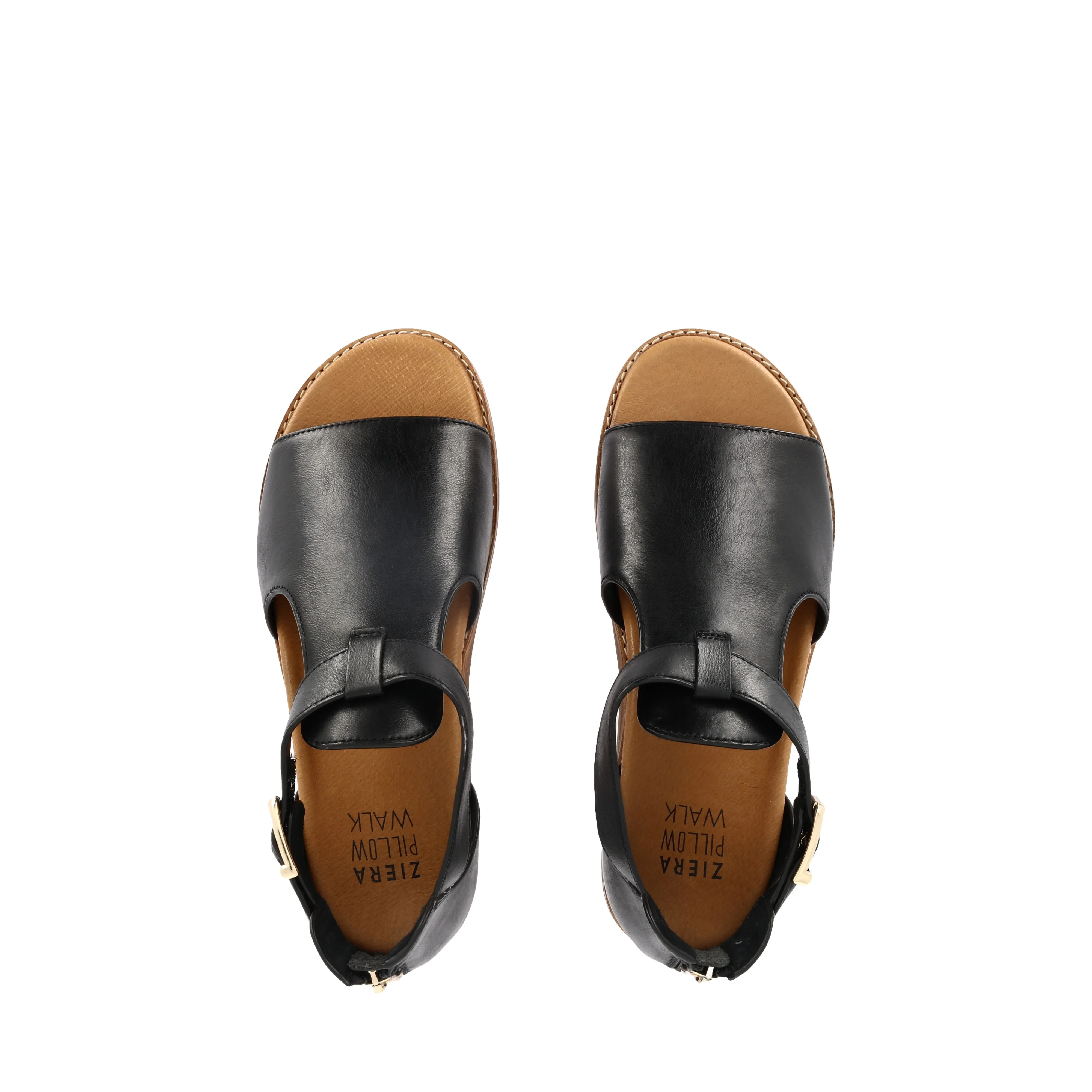 JESKIE W - BLACK/TAN LEATHER Chic Sandals for Every Day Sandal Sole