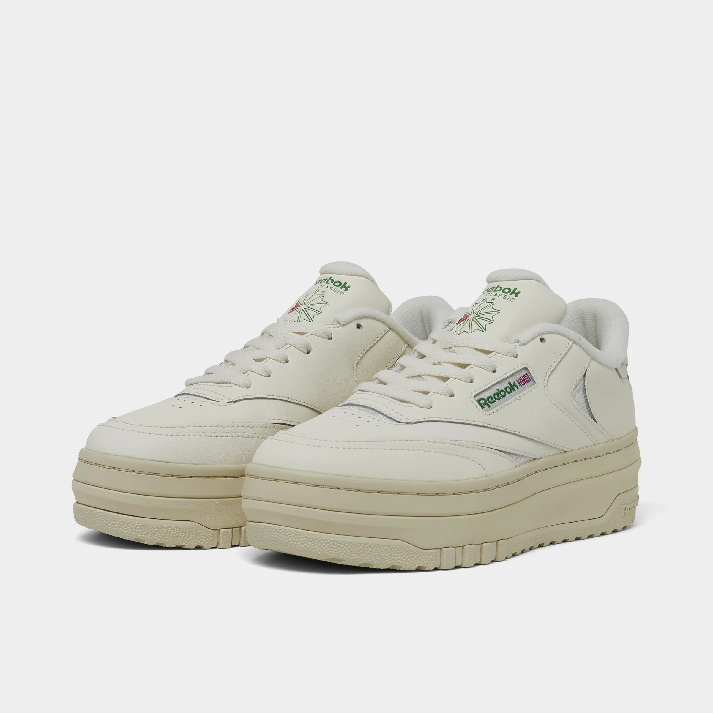 Reebok Women's Club C Extra Chalk / Green Supportive touch