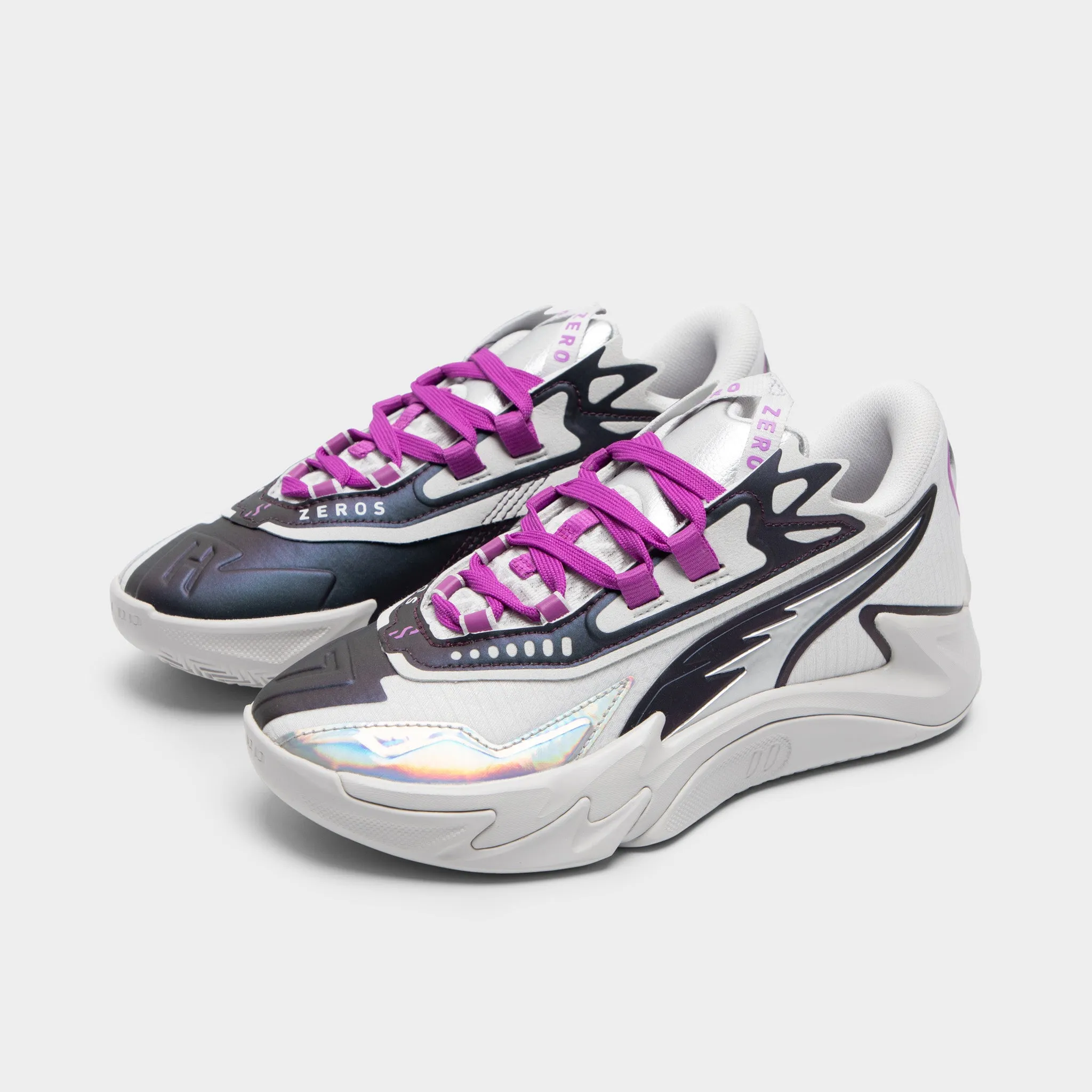 Playground Ready Fit Silicone Grip Padding PUMA Juniors' Scoot Zeros II "Sterling" Feather Gray / Wild Berry