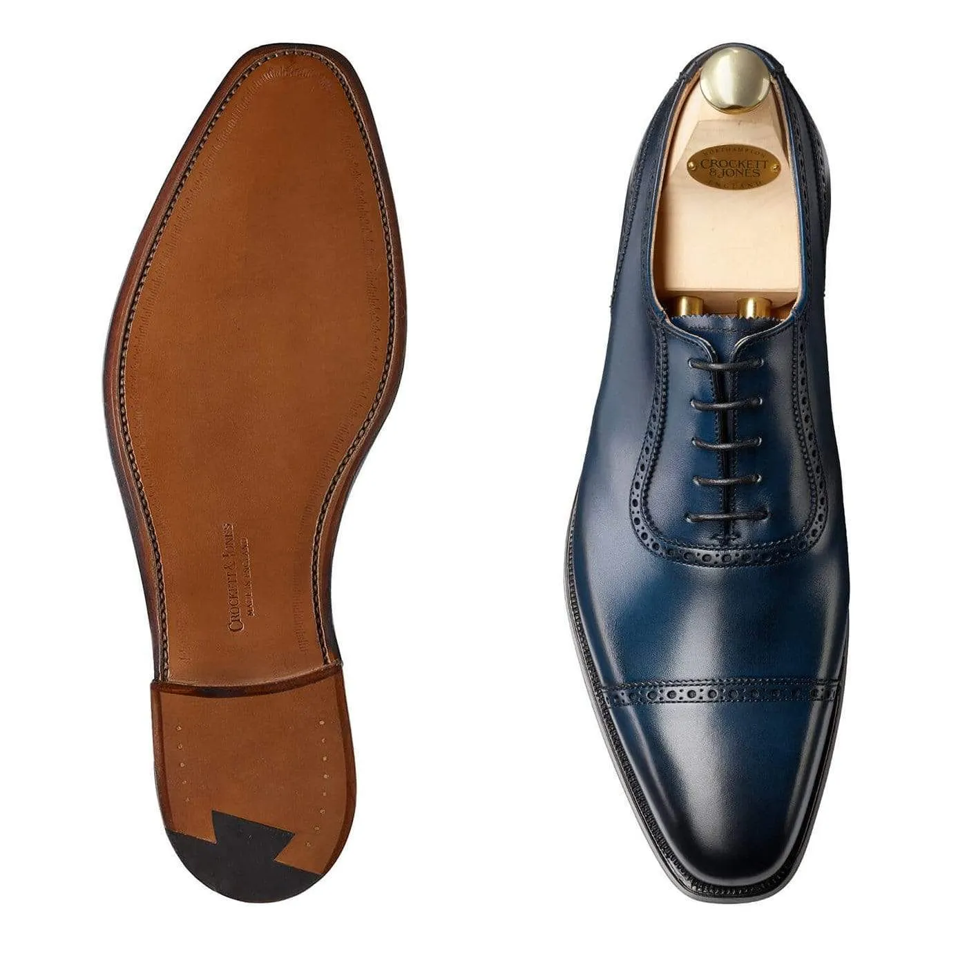 Westbourne Blue Burnished Calf Modern Twist Oxfords