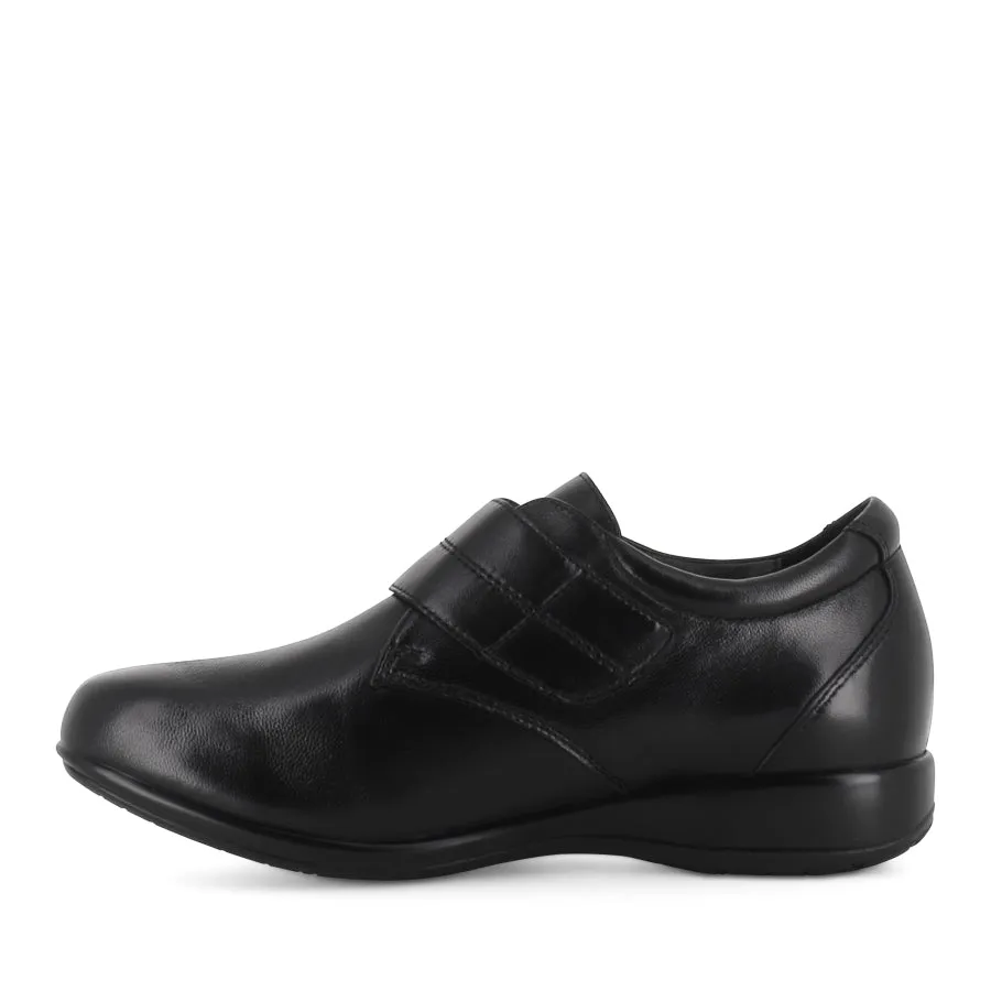 WHISPER - BLACK/STRETCH LEATHER Walkable Flats Print Fun