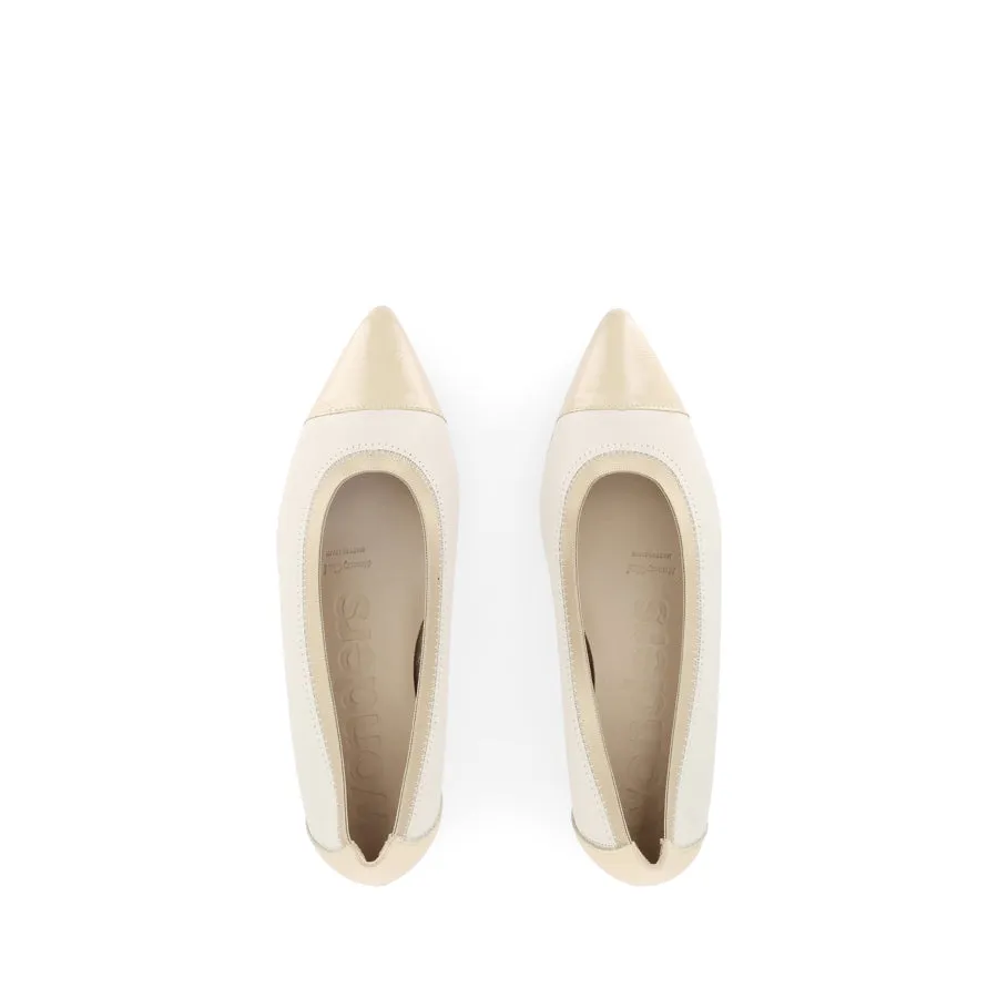 Fashionable Slip-ons AISHA A-3803 - OFF WHITE/NATURAL LEATHER MULTI