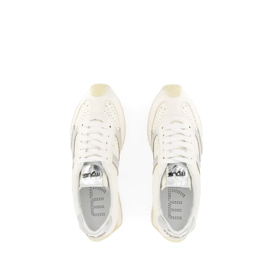 Noise Reducing Classic Design LANE - WHITE/SILVER LEATHER