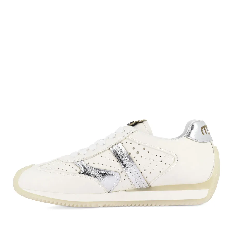 Microperforated Vamp Casual cushioning LANE - WHITE/SILVER LEATHER
