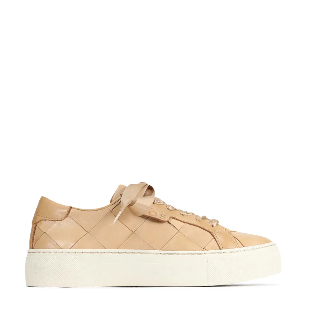 WOVEN LEATHER PLATFORM SNEAKER Minimalist Footwear Design Balanced Curve