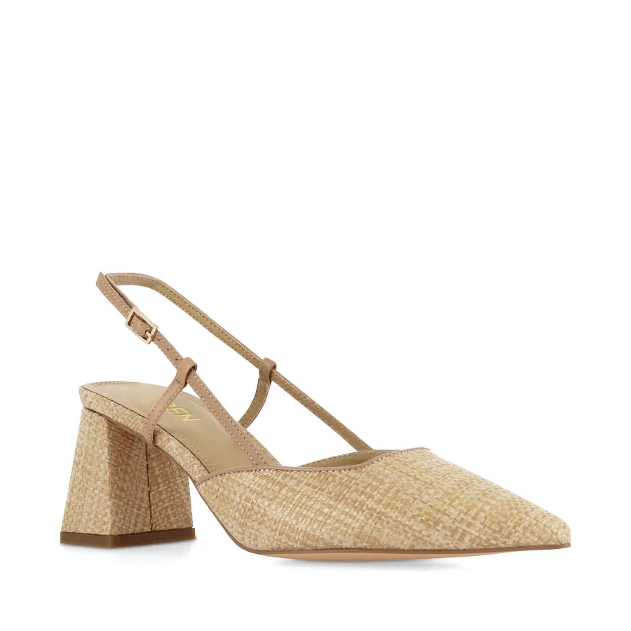 Ergonomic Shoe Shape YASMINE - ALMOND NATURAL RAFFIA