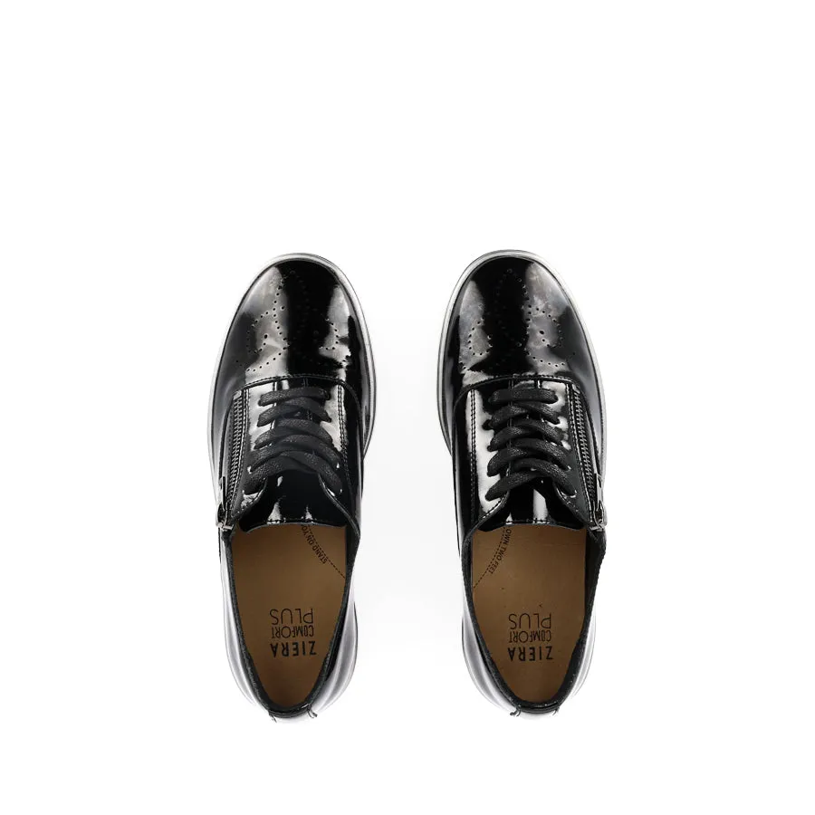 Lace Up Closure Mechanism Ergonomic Footbed ZHARA W - BLACK BLACK PATENT LEATHER