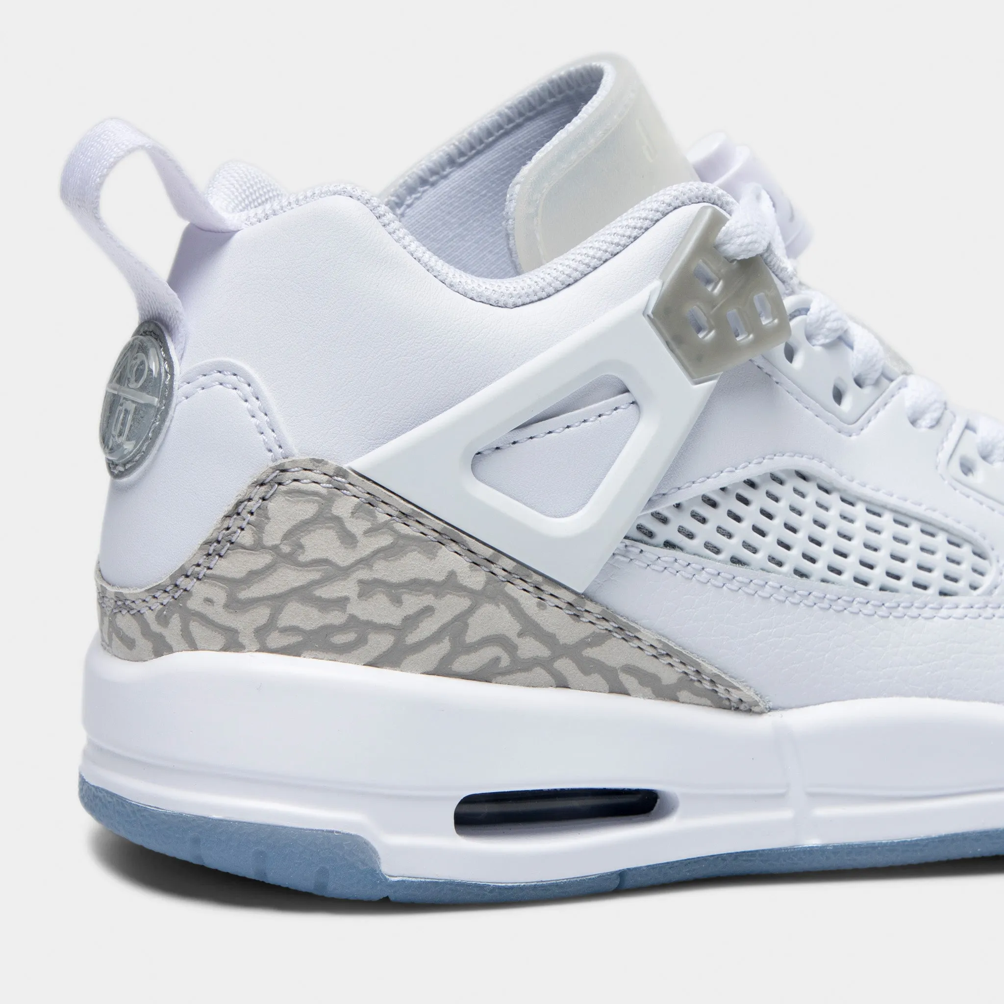 Customizable Lacing System Arch Support Technology Jordan Spizike Low GS White / Neutral Grey - Metallic Silver
