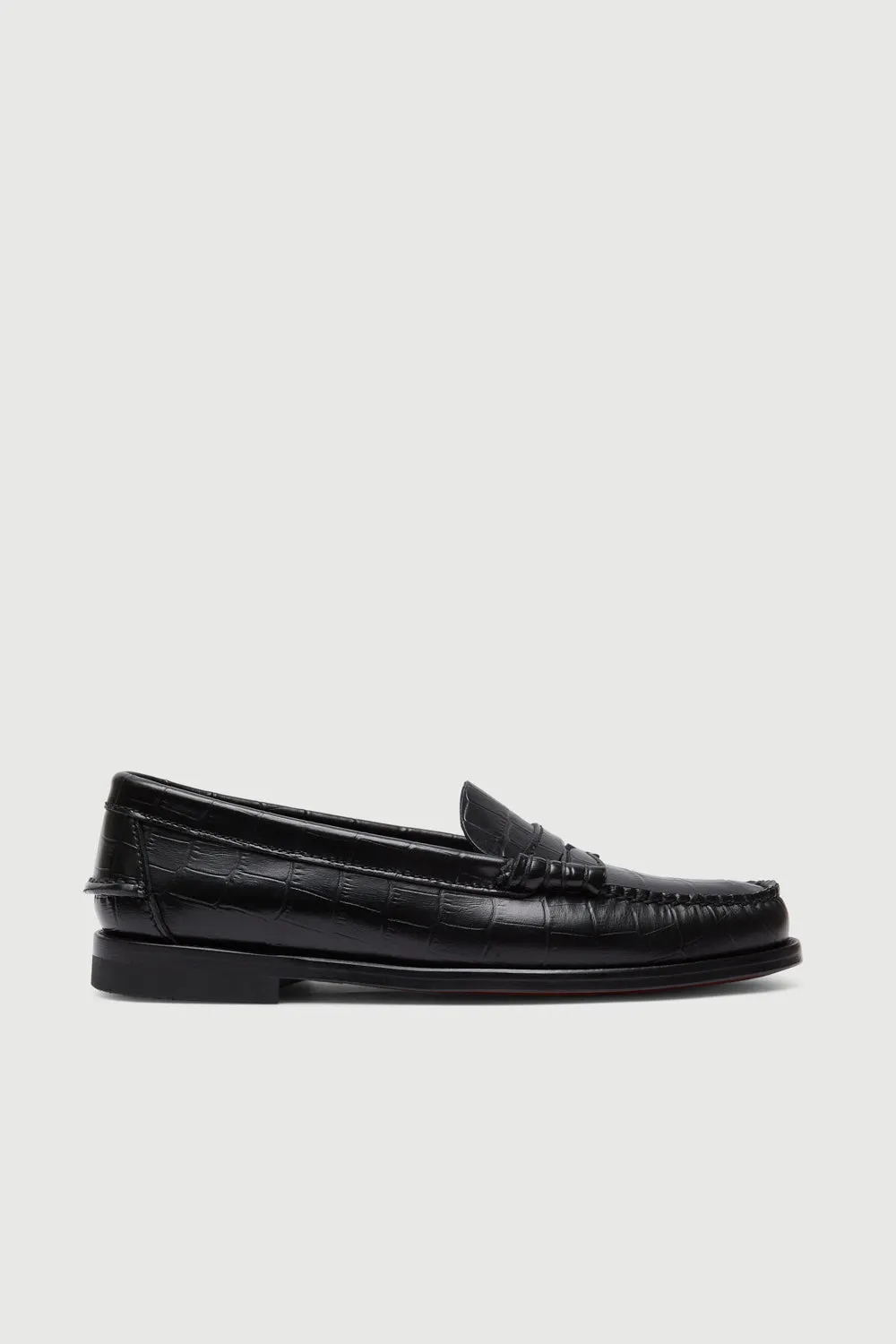 Classic Comfort Hold Walk Zoe Loafers in Croc-effect Black Leather